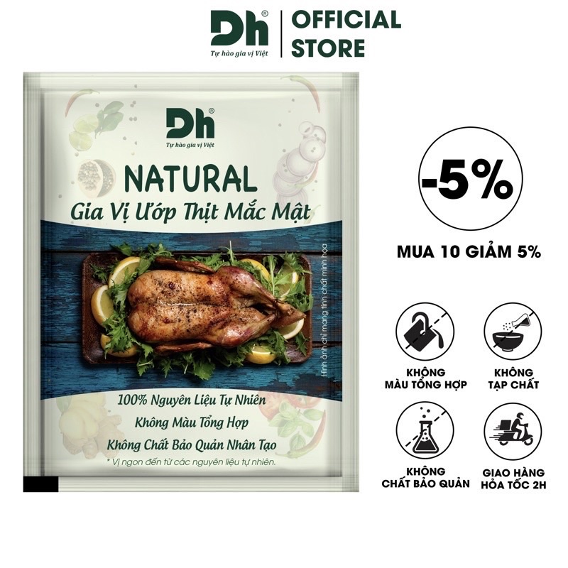 Combo hộp gia vị nấu ướp Natural Dh Foods bộ gia vị nấu ăn 6 nguyên liệu: 4 gia vị ướp thịt nướng, 2 gia vị nấu phở bún