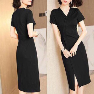 HÀNG NHẬP - ĐẦM BODY CỔ ĐẮP CHÉO XẺ TÀ