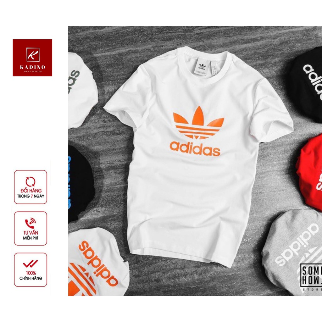 ÁO THUN NGẮN TAY KHÔNG CỔ BASIC NAM NỮ UNISEX CAO CẤP IN HÌNH ADI.DAS của KADINO, ÁO PHÔNG NGẮN TAY KHÔNG CỔ IN ADIDAS