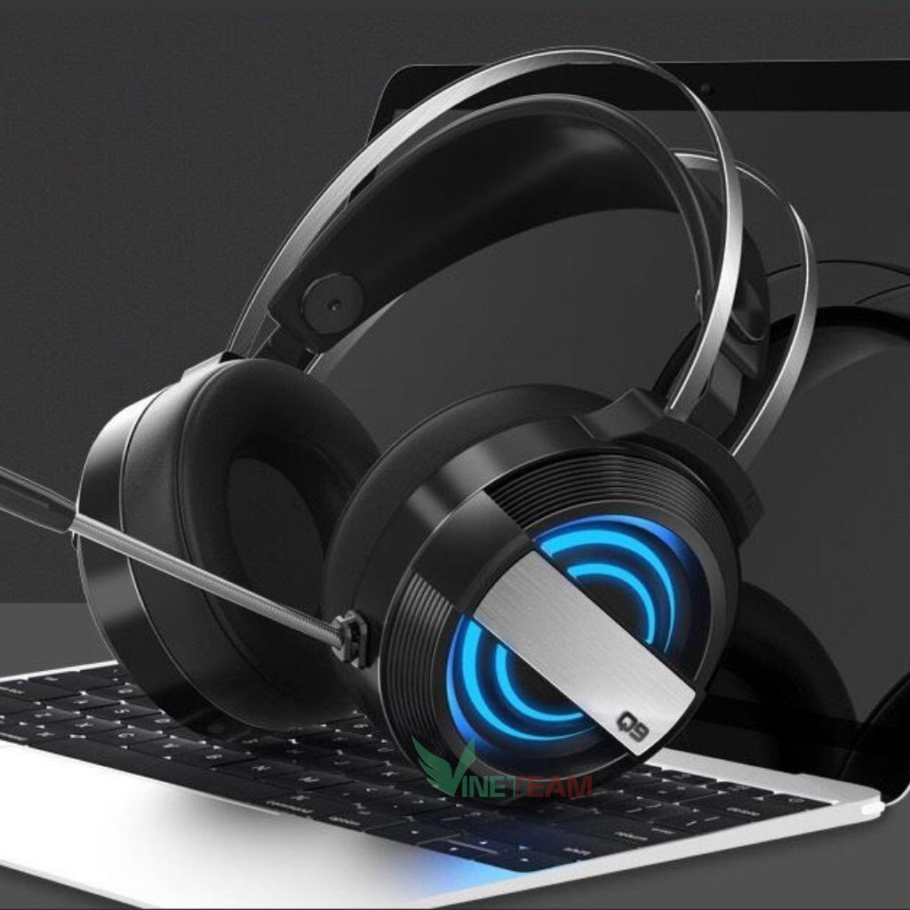 Tai nghe chụp tai máy tính GAMING Vinetteam Q9 có đèn LED đổi màu, có mic đàm thoại, headphone chơi game trên laptop, pc