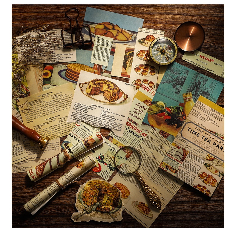 Set 60 tấm Sticker vintage giấy tặng kèm 60 sticker trang trí sổ, decor -  sticker bullet journal vintage