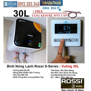 Bình nóng lạnh gián tiếp Rossi S-Series 30 LÍT VUÔNG, chính hãng, bảo hành 10 năm toàn quốc, tân á đại thành online