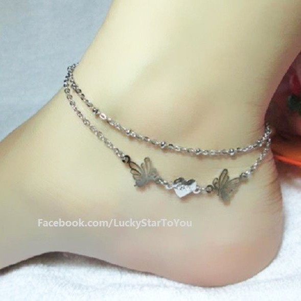 Lắc chân 2 tầng Đôi bướm – Trái tim không đen