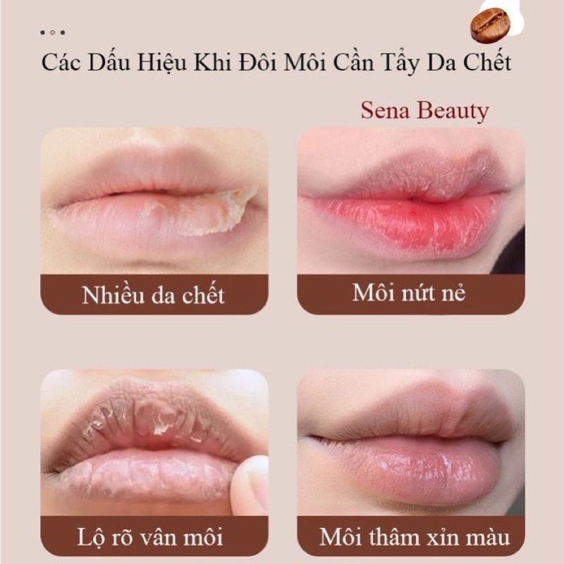Tẩy da chết môi Heyxi Cafe CoffeeMoisturizing Lip Scrub giúp Dưỡng ẩm và Hồng môi Heyxi