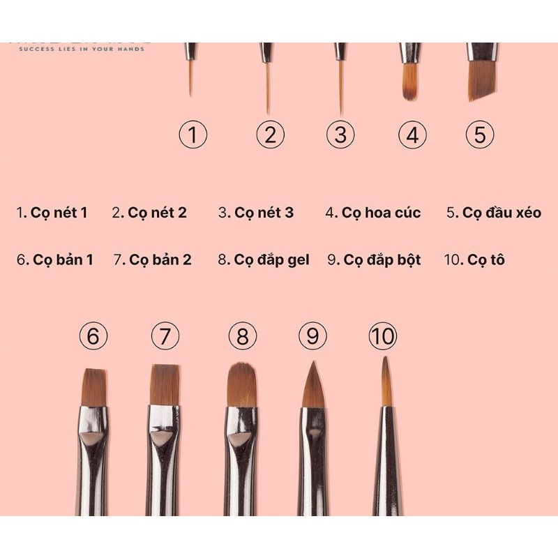 set cọ 10 cây LAWEI cao cấp , set cọ nail xịn ,set cọ 10 cây đủ loại