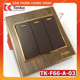 [ Chính Hãng ] Công Tắc Điện Âm Tường 3 Nút Bấm Vân Gỗ TK-F66-A-03