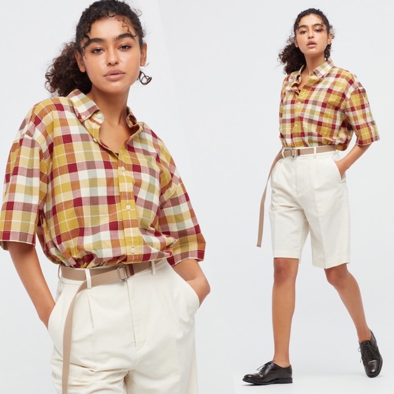 Áo sơ mi nam cộc tay kẻ caro thời trang của Uniqlo