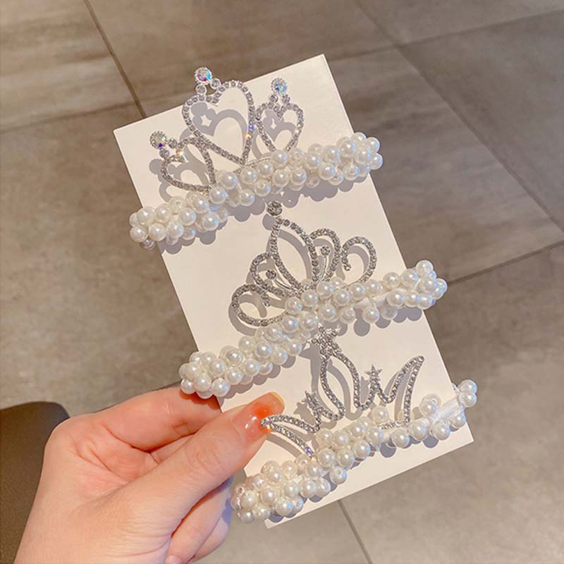 Kẹp Tóc Hình Vương Miện Đính Ngọc Trai Dễ Thương Bắt Mắt