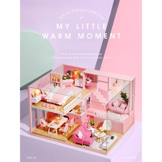 Nhà búp bê DIY MY LITTLE WARM MOMENT bao gồm nội thất và đèn LED (Tặng kèm khung bảo vệ + dụng cụ keo)