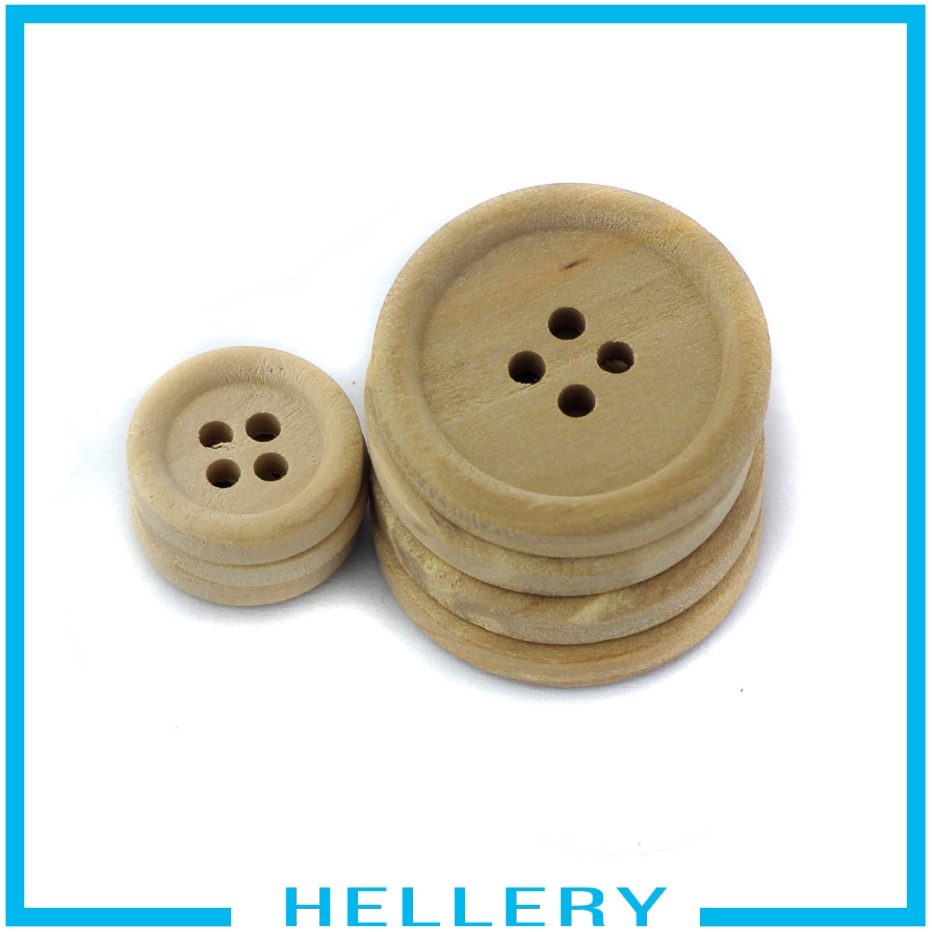 Bộ 50 Nút Gỗ Tròn Tự Nhiên 15 / 20 / 25mm Nhiều Họa Tiết Làm Đồ Thủ Công