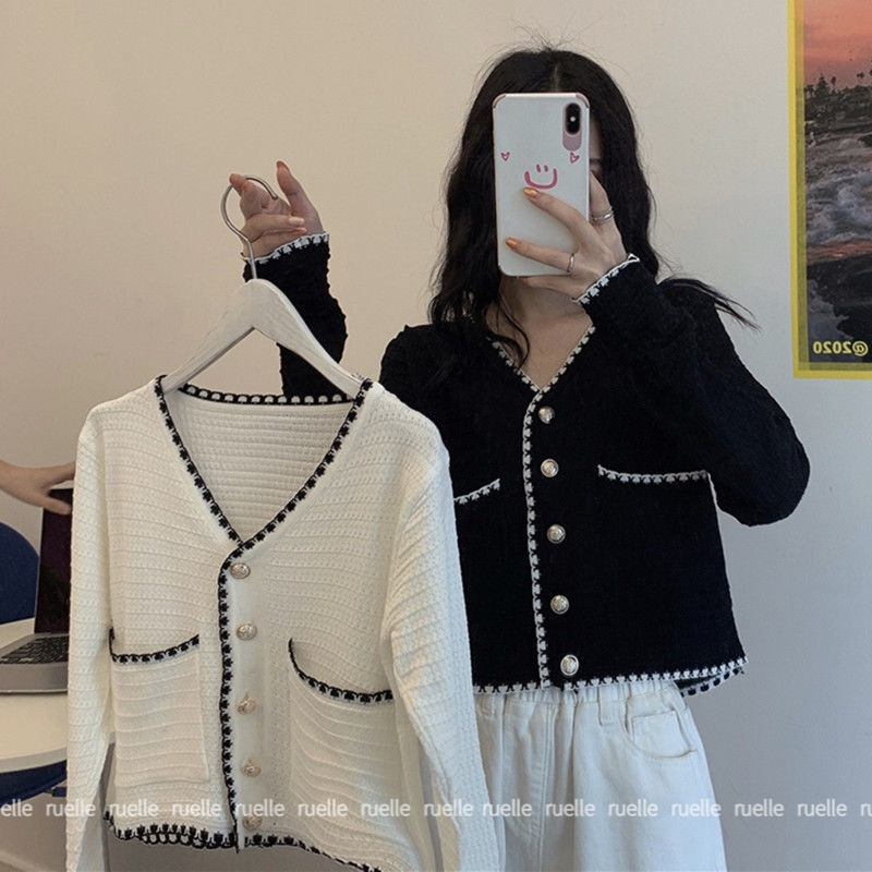 Áo Cardigan Ngắn Cổ Chữ V Tay Dài Phong Cách Hàn Quốc Mới Dành Cho Nữ