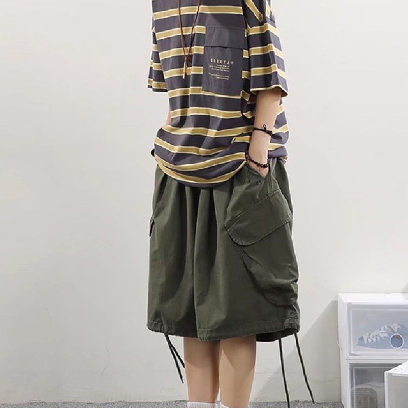 Quần Short Dáng Suông Rộng Nhiều Túi Phong Cách Hip Hop Đường Phố Cho Nam Size M-4XL