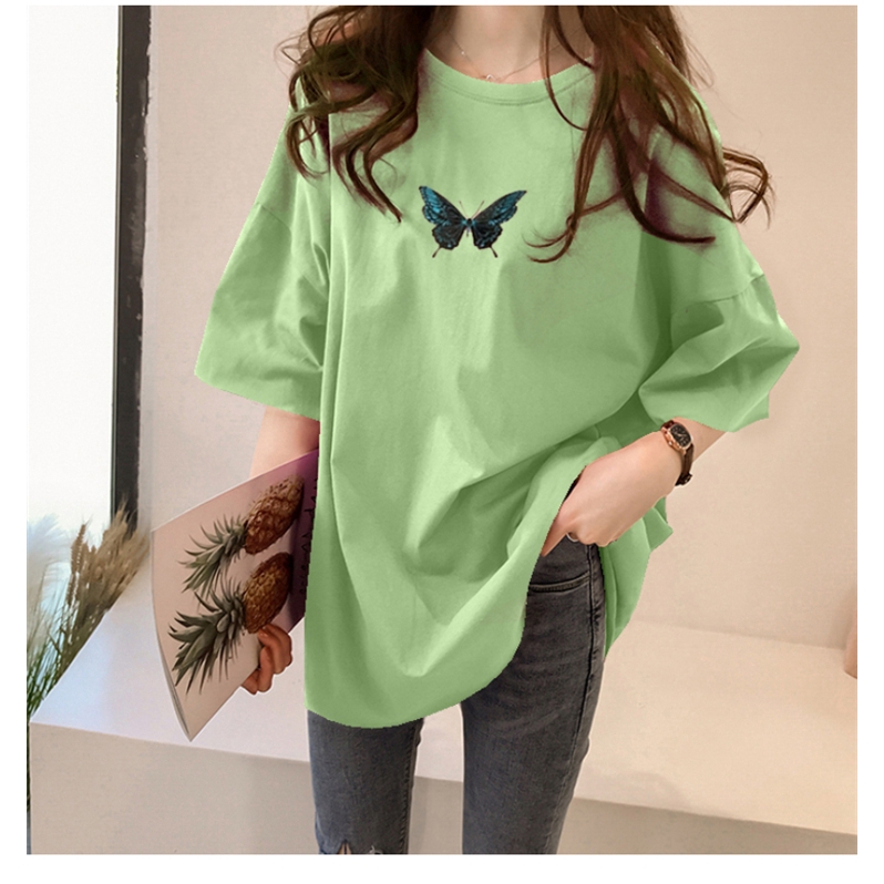 NRVP Áo thun 100% cotton ngắn tay cổ tròn thời trang mùa hè cho nữ