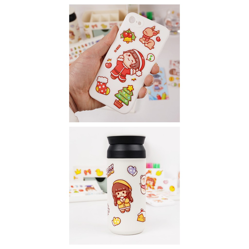 Sticker cute set 6 tấm hình dán dễ thương miếng dán công chúa trang trí sổ planner bullet journal dụng cụ dán MOCHI