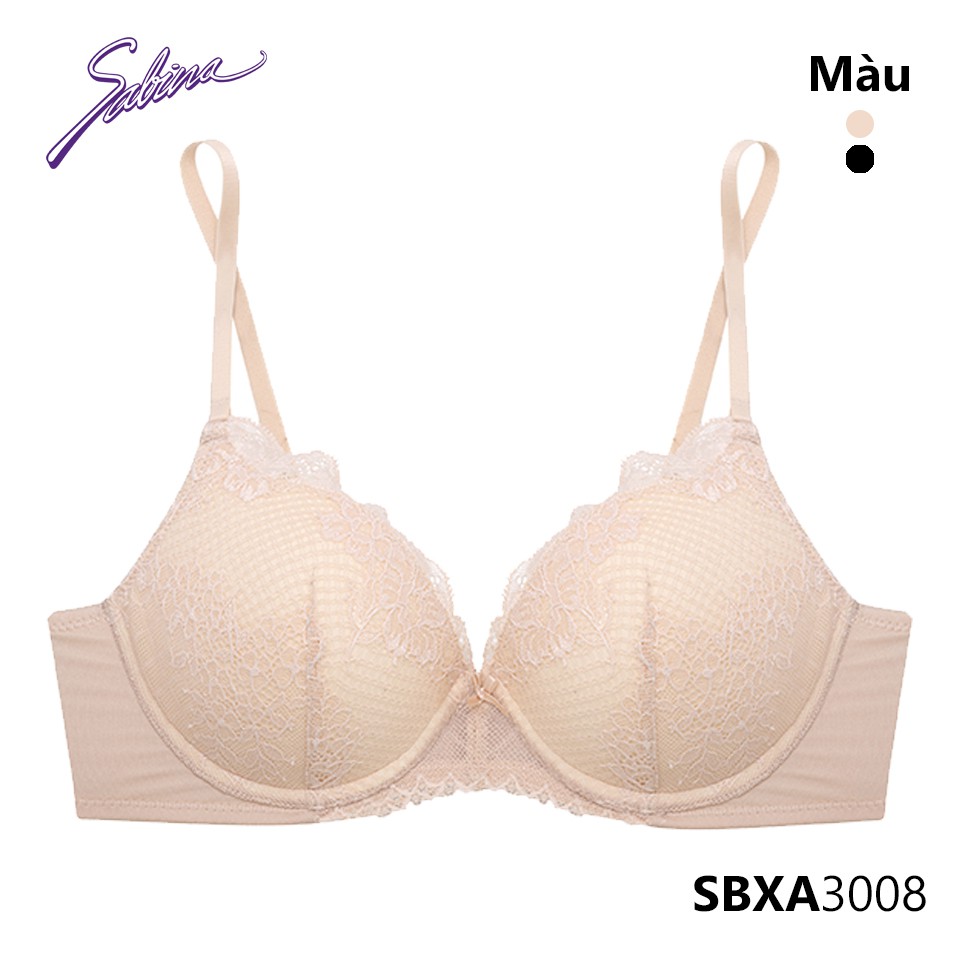 Áo Lót Mút Dày Siêu Nâng Ngực Phối Ren Màu Đen Hoặc Da Basic Doomm Doomm By Sabina SBXA3008