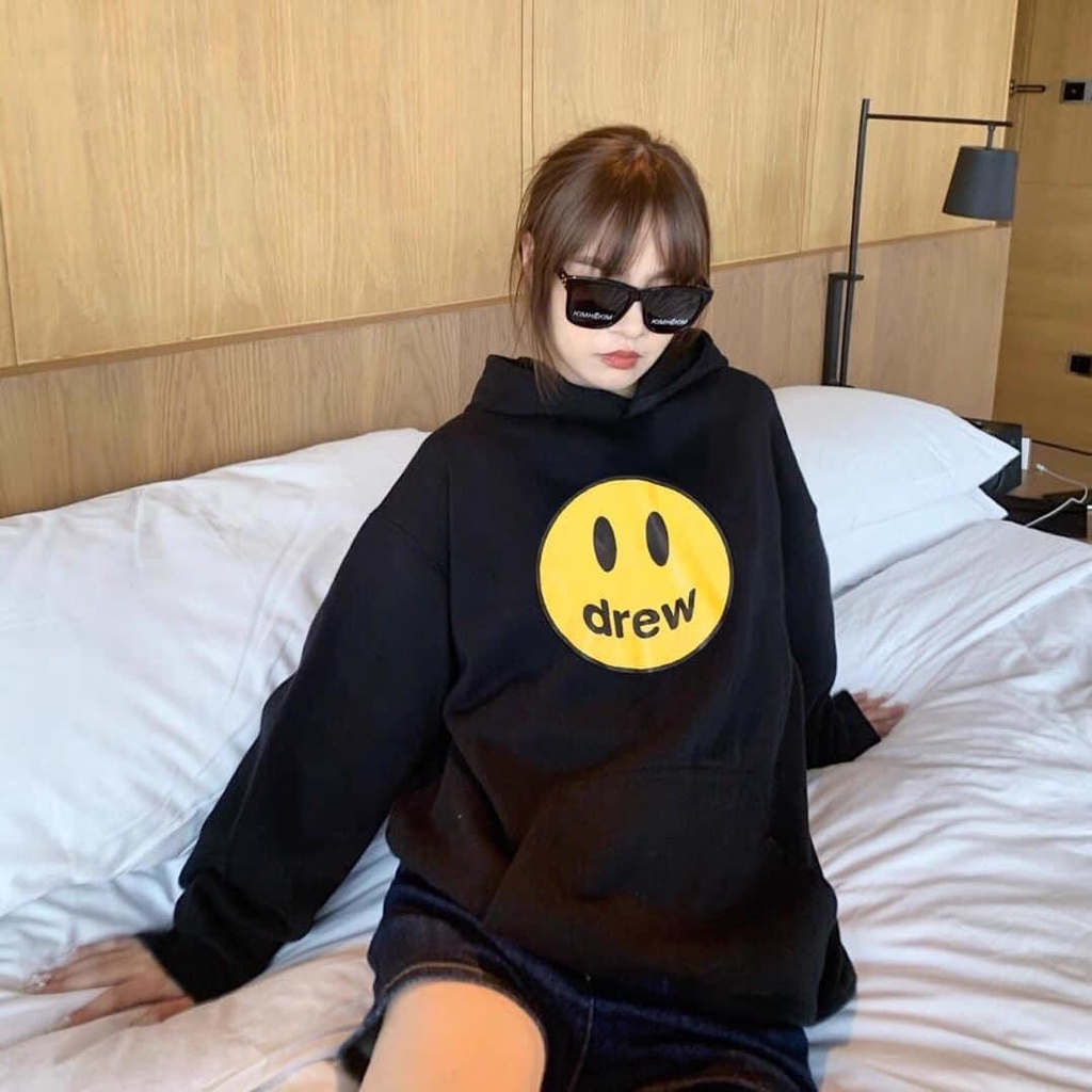 Áo nỉ hoodie Drew House mặt cười unisex dài tay nam nữ cao cấp, áo phông nỉ bông sweater có mũ màu xám nâu, đen M24 | BigBuy360 - bigbuy360.vn