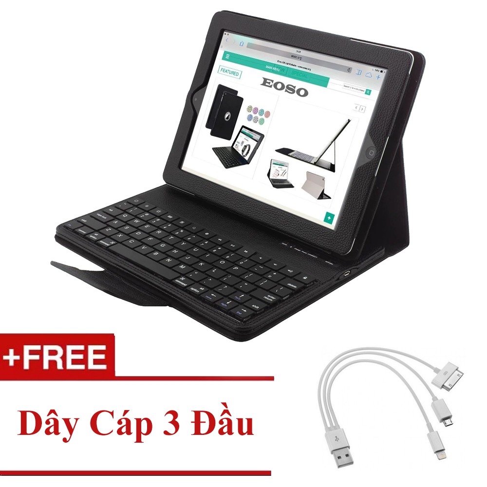 Bàn phím Bluetooth Bền, Đẹp cho iPAD 2 3 4 - Tặng kèm cáp sạc 3 đầu !!!