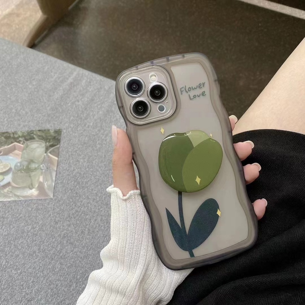 Ốp Điện Thoại Mềm In Hình Hoa Tulip Có Giá Đỡ Cho Iphone 13 pro max 12 pro max 11 pro max xs max xr x