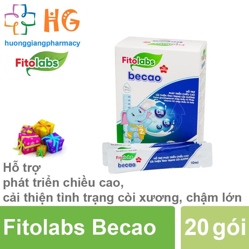 Canxi cho bé Fitolabs becao l lysine tăng chiều cao vitamin k2 thực phẩm bổ sung canxi cho trẻ sơ sinh mk7 Hộp 20 gói