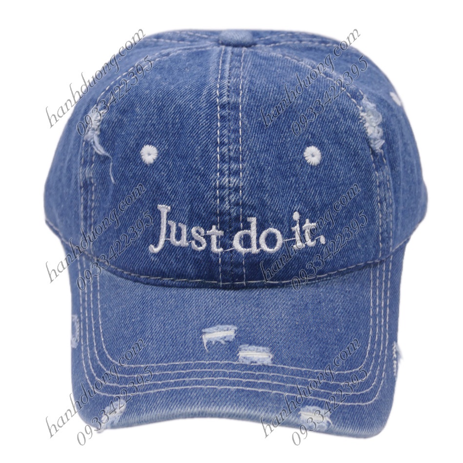 Nón kết jean tua thêu chữ Just Do It mũ lưỡi trai phù hợp cho cả nam và nữ