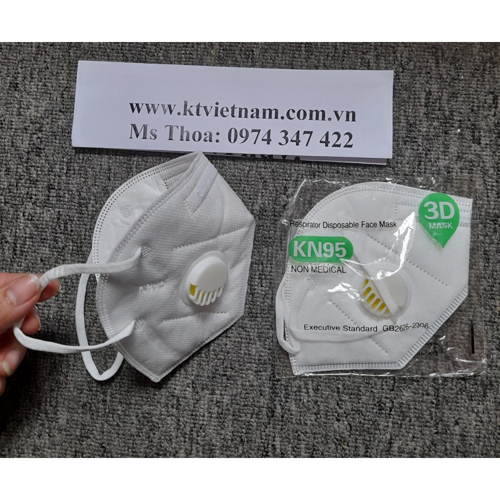 Khẩu trang y tế N95 KN95 5 lớp, có van thở, chống bụi mịn PM2.5, CÓ VAN THỞ, có kẹp kim loại ở sống mũi