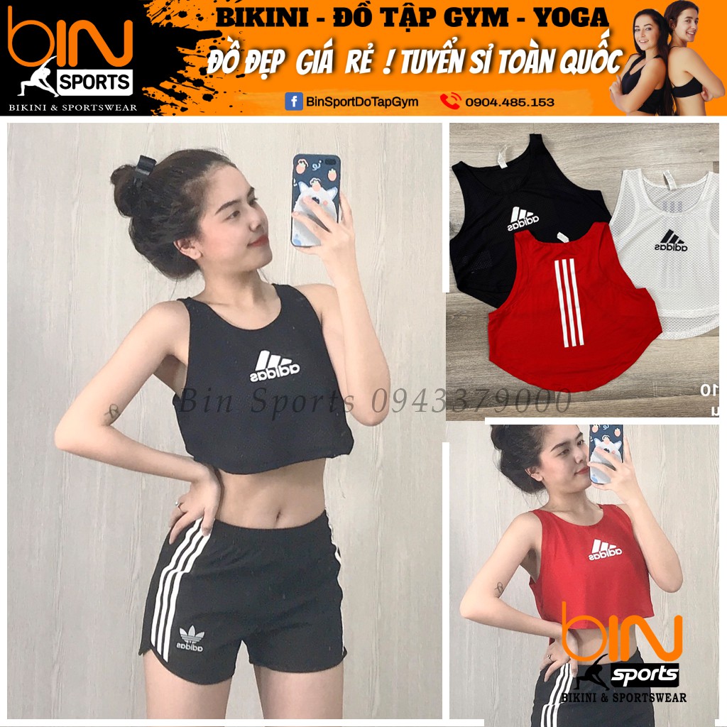 Áo tank crop lưới ba lỗ nữ tập yoga, gym, aerobic thể thao Bin Sports A118