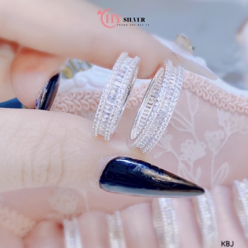 Nhẫn bạc ta full đá nạm đá ghết dày dặn siêu sáng trẻ trung nhẫn nam nữ bạc thật