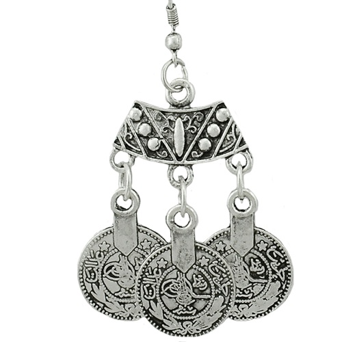 Đôi khuyên tai kết đồng xu to bản phong cách Vintage