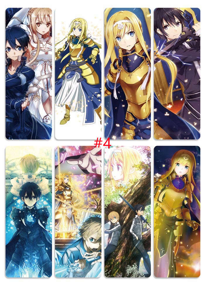 Set 8 Thẻ Đánh Dấu Trang Sách In Hình Anime Sword Art Online Bằng Pvc