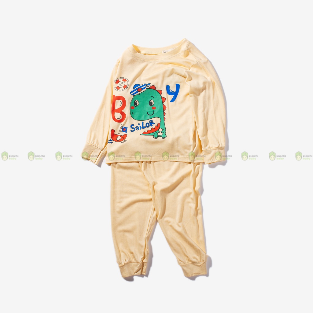 Bộ Thun Lạnh Dài Tay Cho Bé Gái, Bé Trai Minky Mom Hoạ Tiết  Gấu Trượt Ván, Bộ Quần Áo Cho Bé Mặc Nhà Thu Đông MKMTD2205