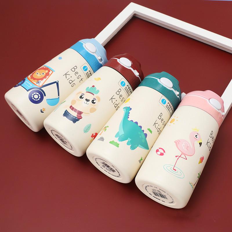 Bình nước chất liệu thép không gỉ 316 chống rỉ nước có tay cầm tiện lợi đáng yêu cho bé