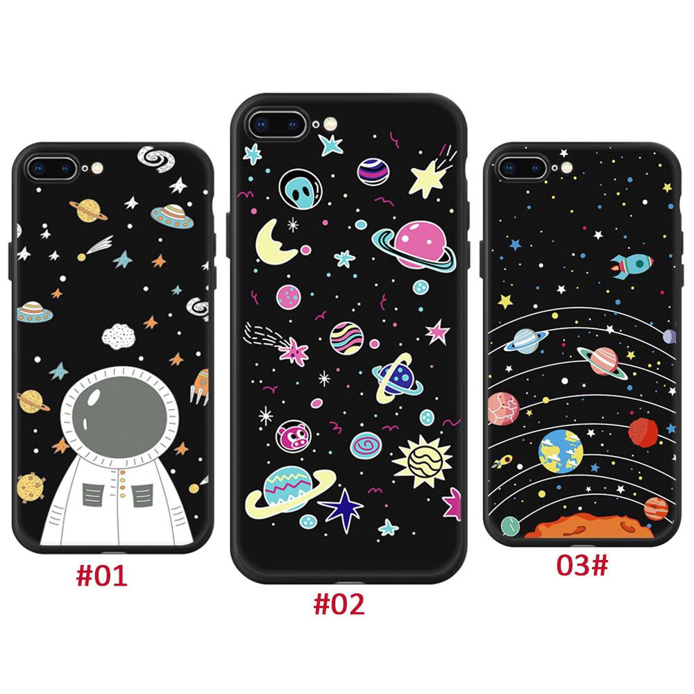 Ốp lưng silicone họa tiết vũ trụ cho điện thoại iPhone X XS Max XR 7 8 Plus