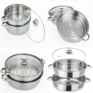 Bộ Nồi Hấp 2 Tầng phi 28 vung kính