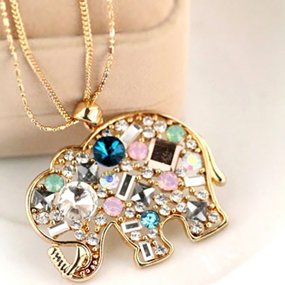 Vòng cổ Dài Mặt Hình Chú Voi Đính Đá Nhân Tạo Lấp Lánh Xinh Xắn Cho Nữ