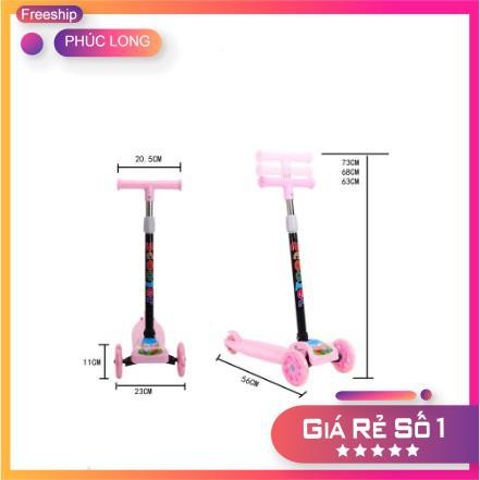 Xe trượt Scooter cao cấp gấp gọn 3 bánh, bánh xe phát sáng