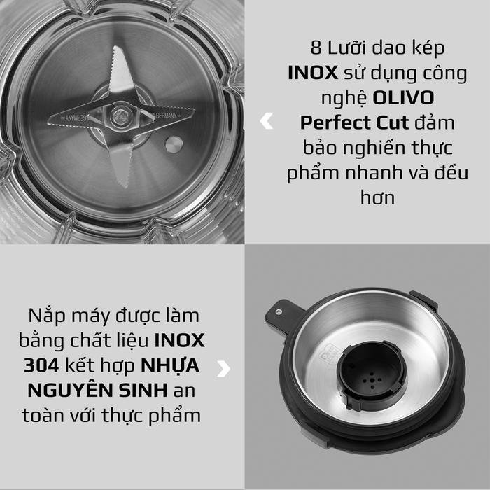 Máy Làm Sữa Hạt OLIVO X20 1800W Chính hãng - BH 24 tháng Máy Xay Sinh Tố, Làm Sữa Hạt Siêu Mịn Thương Hiệu Mỹ