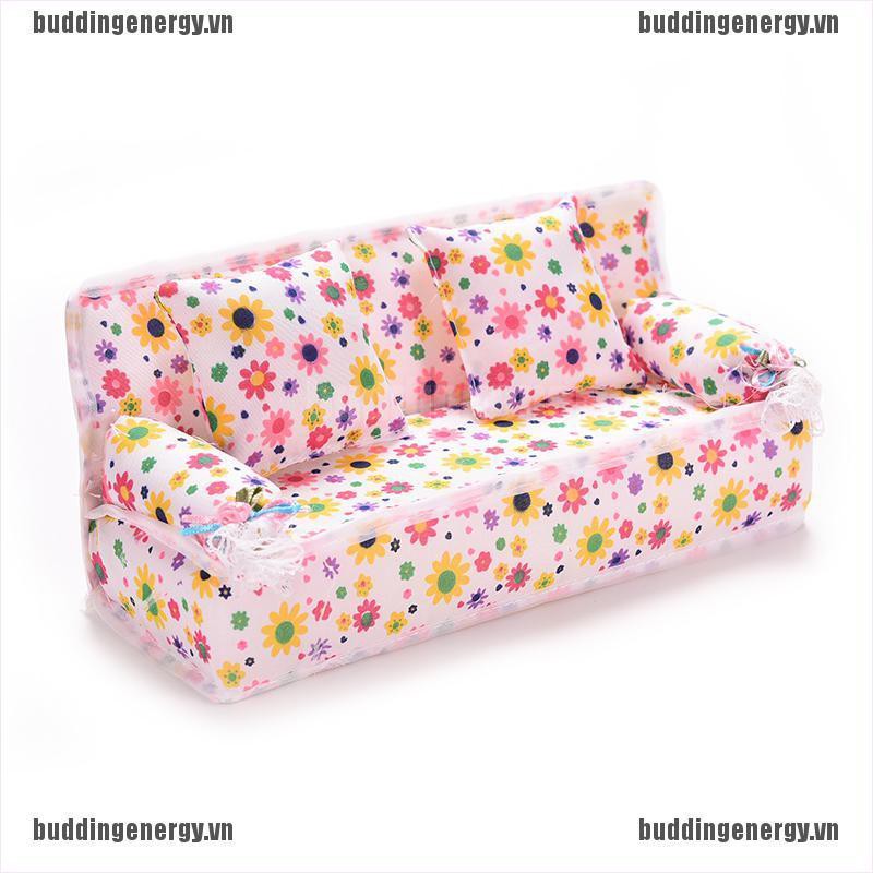 Set ghế sofa kèm 2 gối trang trí nhà búp bê đồ chơi cho bé