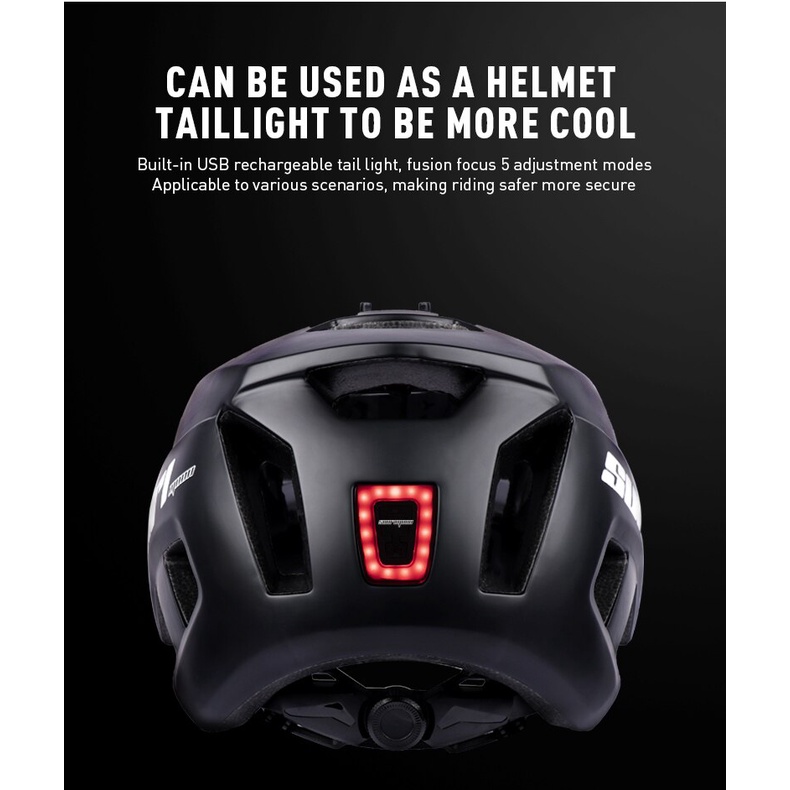 Đèn LED cảnh báo an toàn SUNRIMOON chống thấm nước sạc USB gắn đuôi xe đạp leo núi