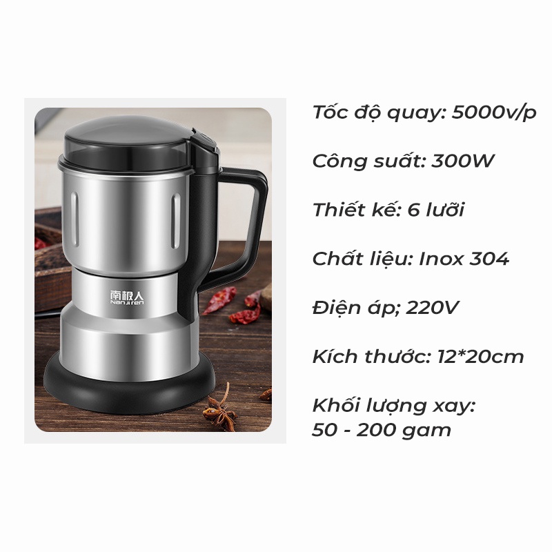 [Mã ELHADEV giảm 4% đơn 300K] [Hàng mới về] Máy xay ngũ cốc, xay gia vị inox mini hàng chính hãng công suất cao 300W