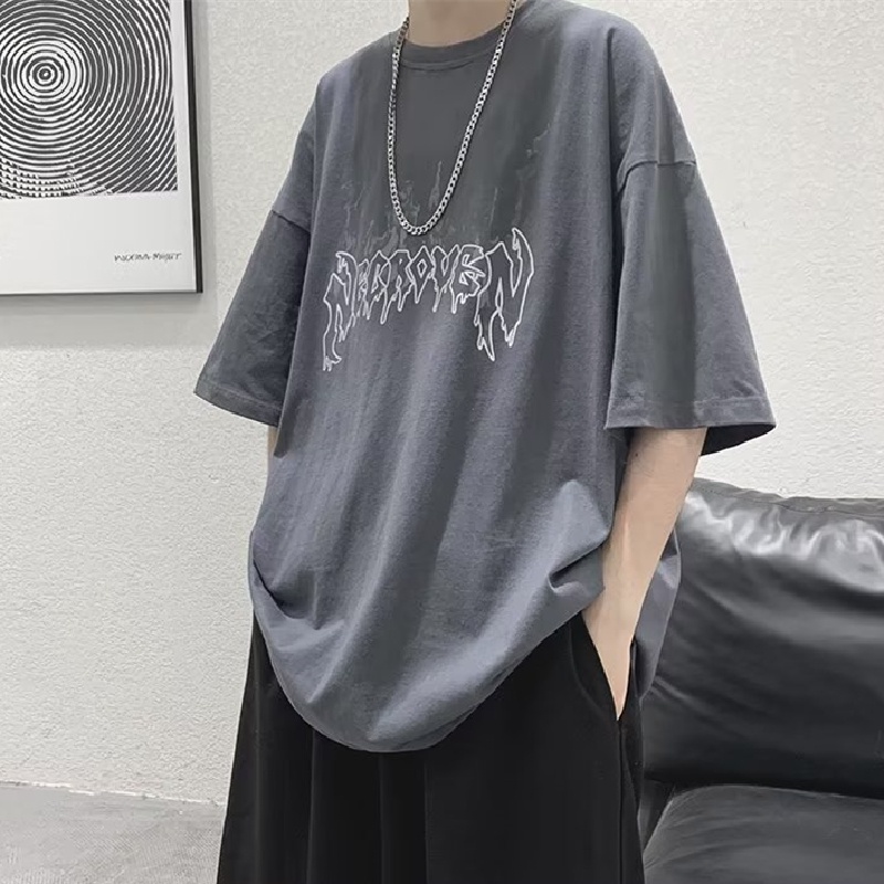 Áo Thun Dáng Rộng In Chữ Phong Cách Hàn Quốc Thời Trang Mùa Hè Cho Nam Và Nữ size M-8XL