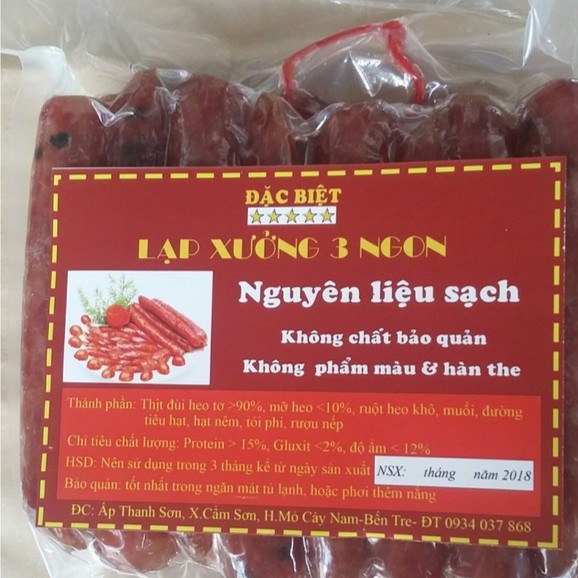 2Kg Lạp Xưởng Dẻo Bến Tre Loại I | BigBuy360 - bigbuy360.vn