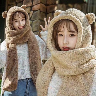 Mũ Len Kèm Khăn Choàng Cổ Giữ Ấm Cao Cấp Thời Trang Dành Cho Mùa Đông