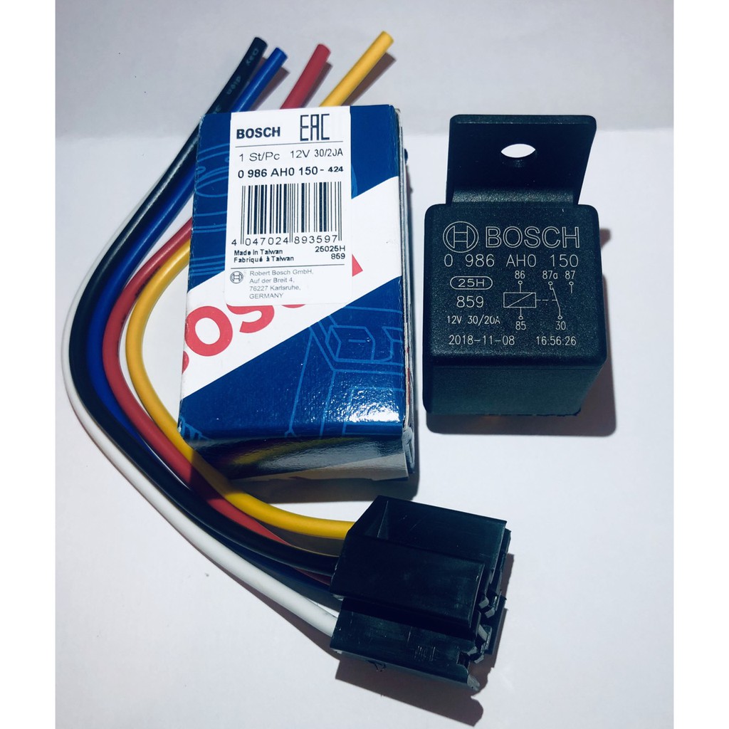 Rờ le Relay 5 chân BOSCH + Tặng Đuôi Cắm Zin - Made in Taiwan.