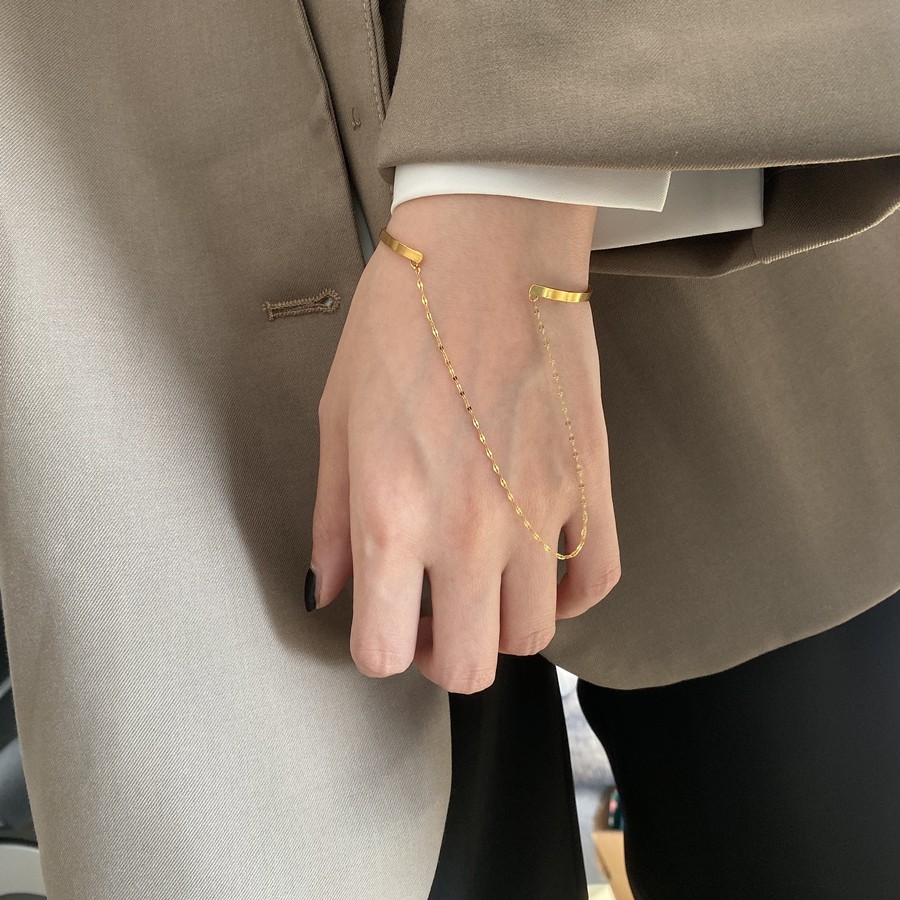 Vòng tay titan xoắn phối xích mảnh không gỉ WB191204