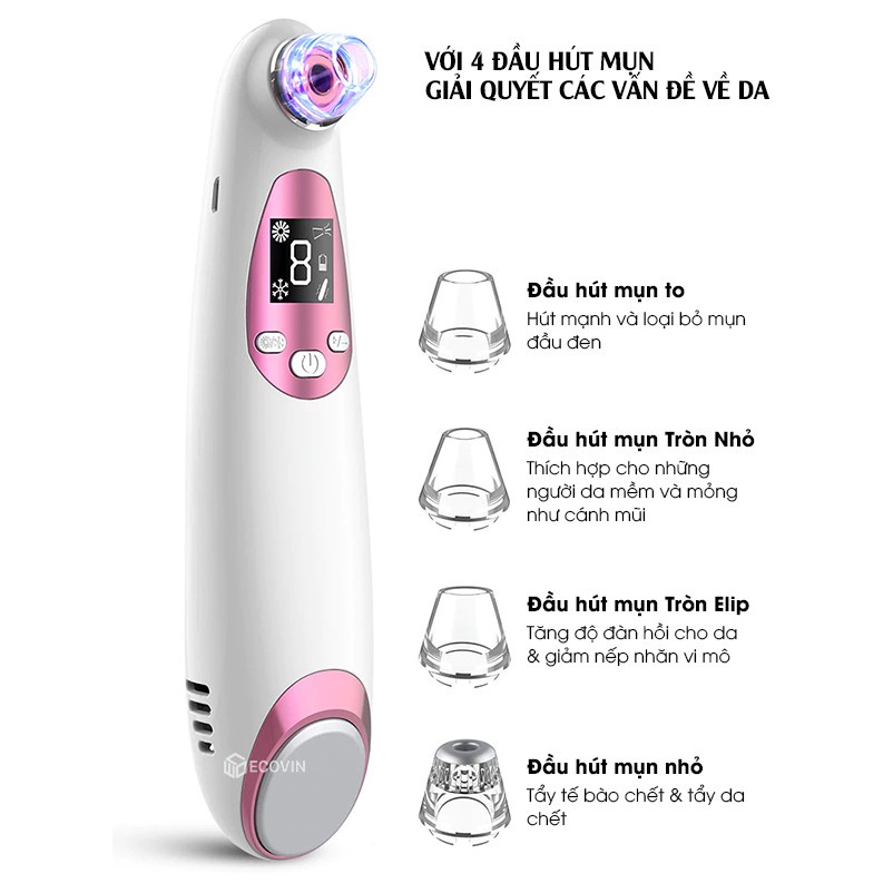 Máy hút mụn mini cầm tay cao cấp,may hut mun nóng lạnh,hút mịn cám,mụn đầu đen Lescolton