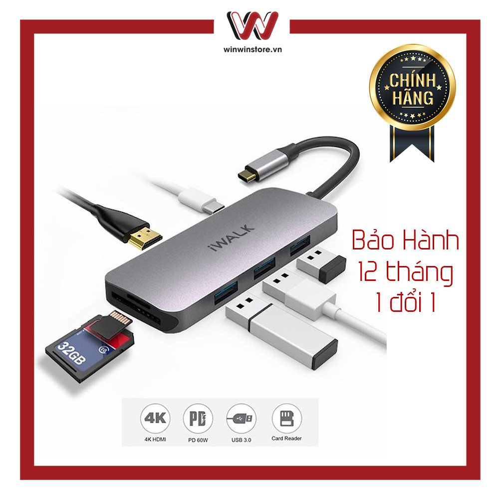 Hub chuyển đổi USBC iWALK 7in1