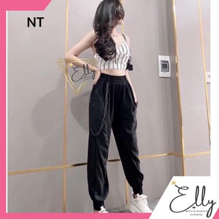 Quần jogger nữ hiphop kèm dây xích lạ mắt