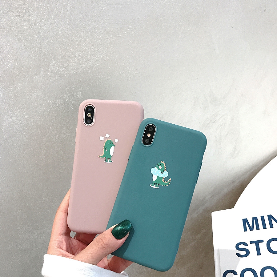 Ốp silicone mềm hình khủng long dễ thương IPhone SE 2020 6 6s 7 8 Plus X XS XR XSMax Cartoon Little Dinosaur Soft Cover