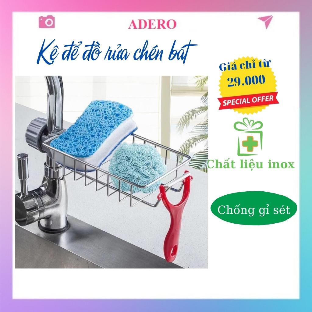 Kệ để đồ rửa chén ADERO giá treo đồ đa năng gắn vòi nước rửa bát inox AD53