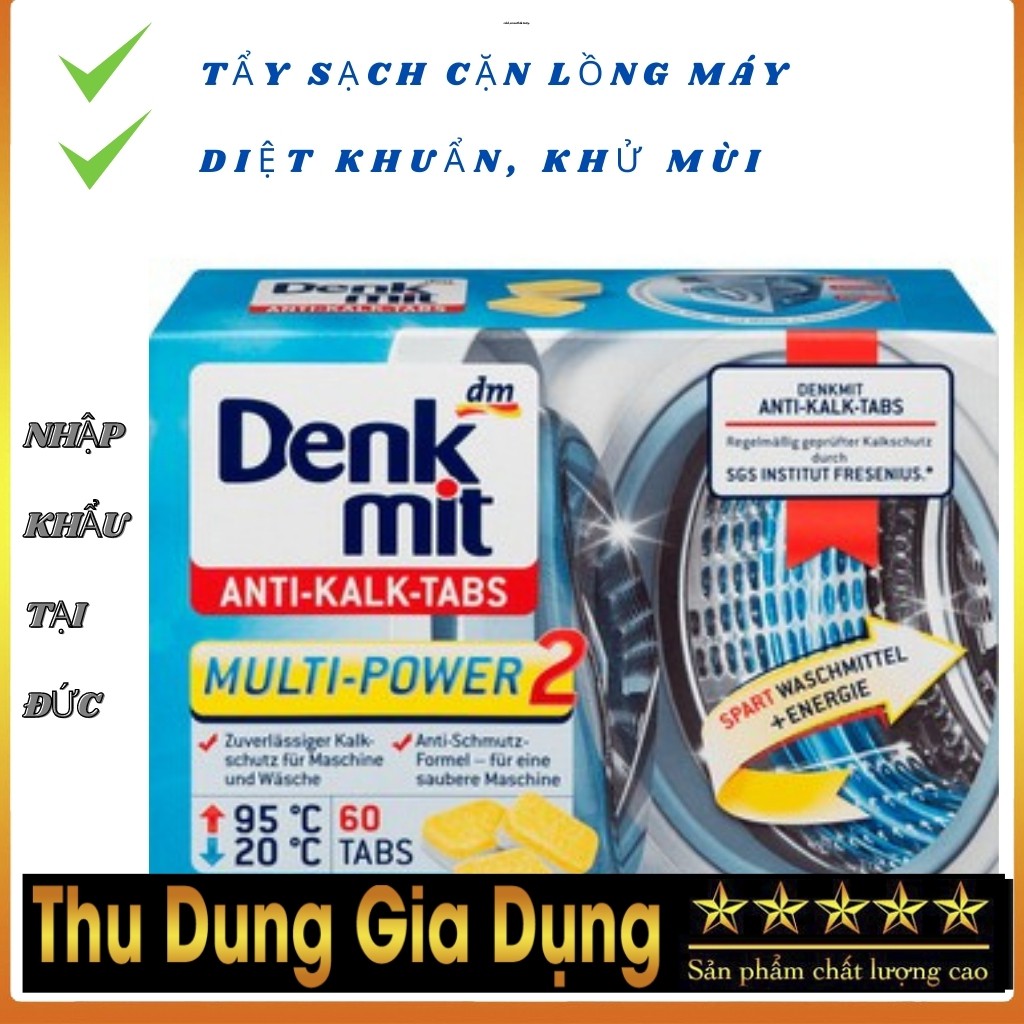 Viên tẩy lồng giặt Denkmit nội địa Đức hộp 60 viên tẩy sạch cặn máy giặt, tăng tuổi thọ máy, khử mùi hiệu quả